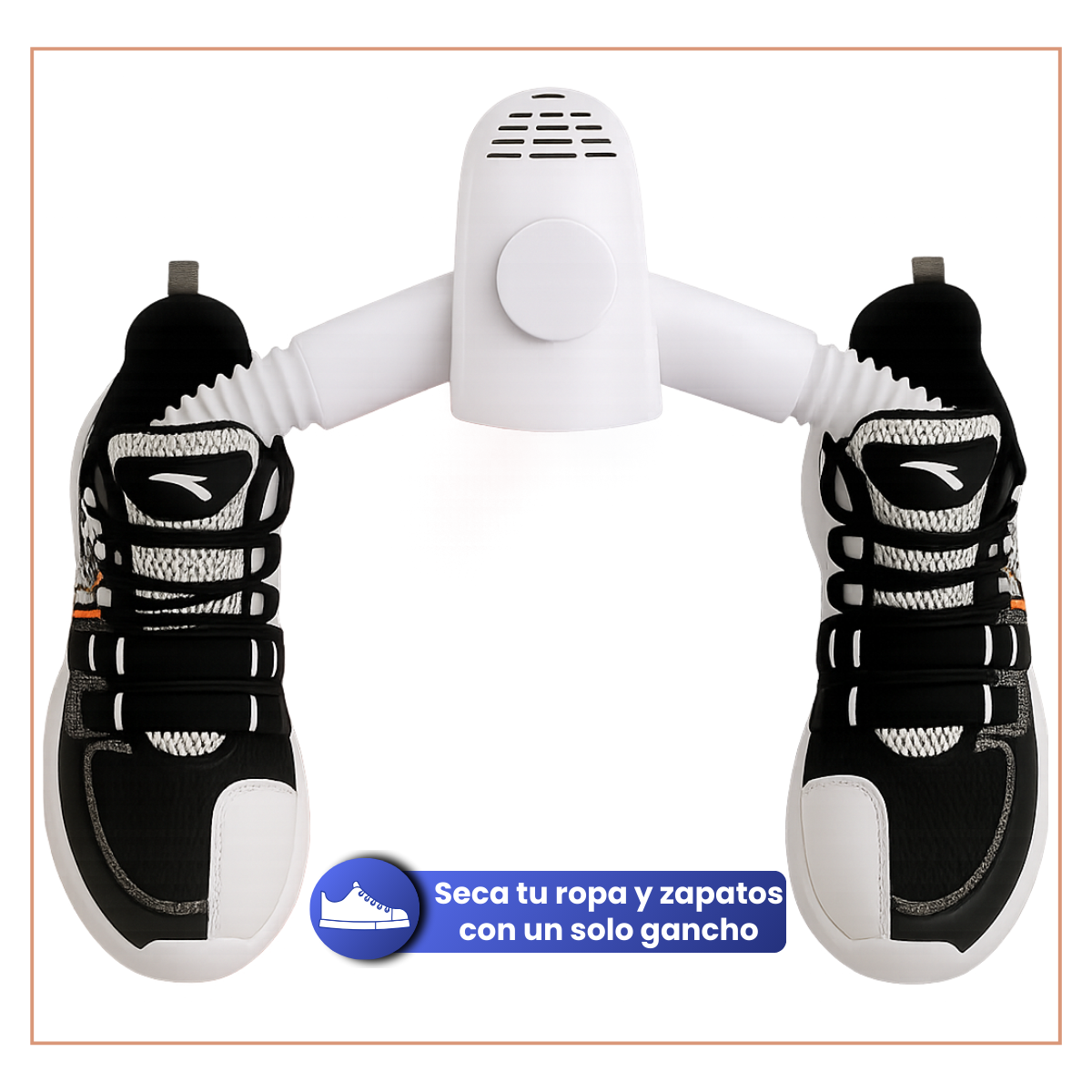Gancho Secador Portátil 4 en 1: Ropa y calzado secos y frescos en minutos, sin humedad ni olores, estés donde estés.